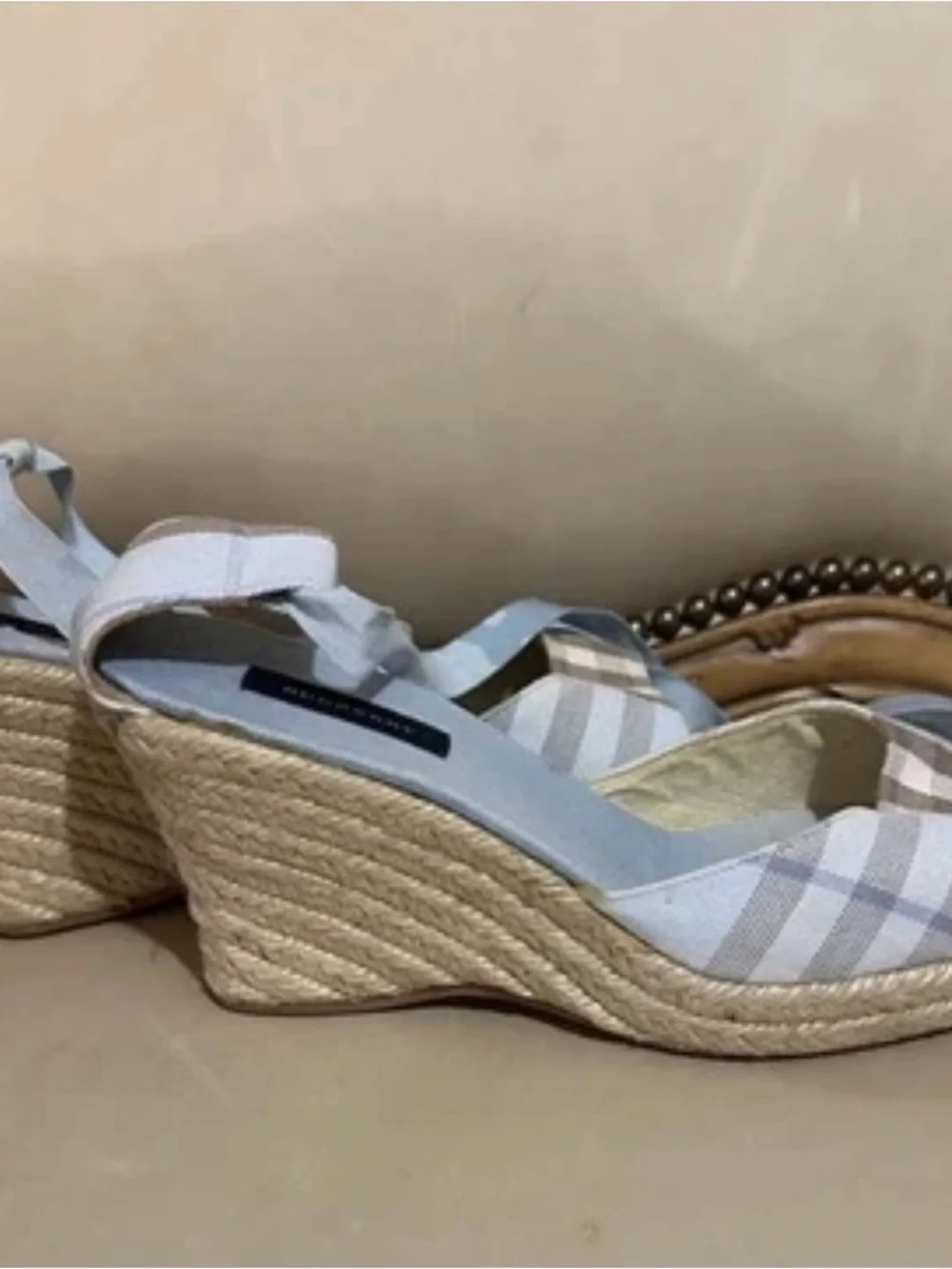 Burberry Blue Nova Check Espadrille Sandals Size 41